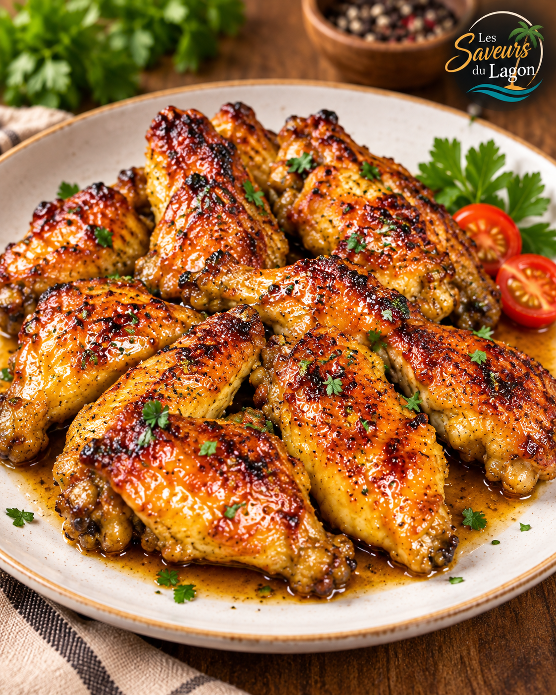 Ailes de poulet marinées et dorées au four